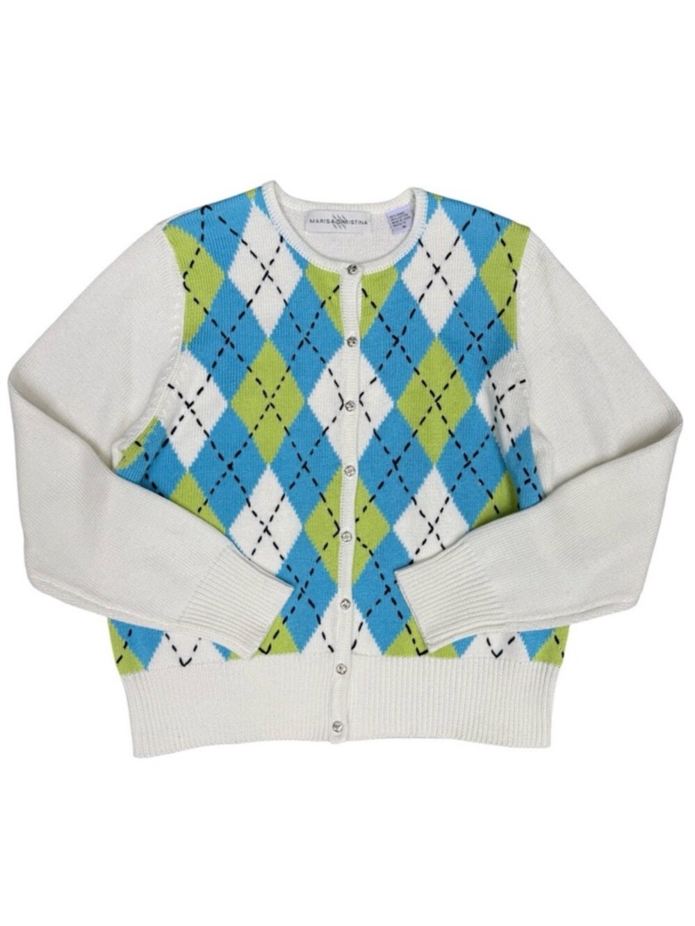 VINTAGE Women's MARISA CHRISTINA 90's Argyle Cardigan | Size‎ M